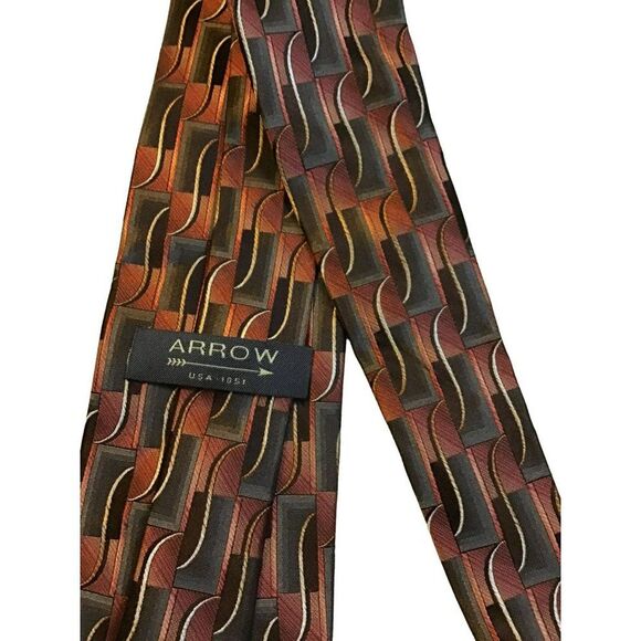 5/$10 Arrow Geometric Silk Tie 58" Orange Gray NWOT - Picture 3 of 6